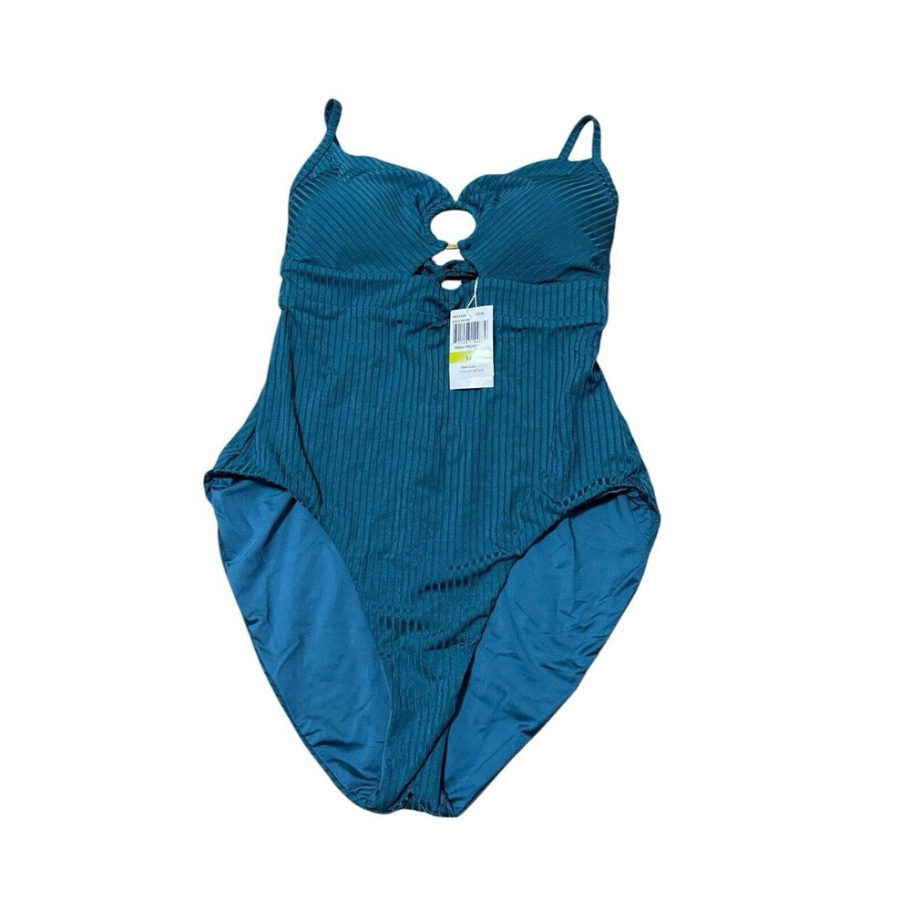 Trina Turk ribbed Olympic ring one piece in ocean size 14